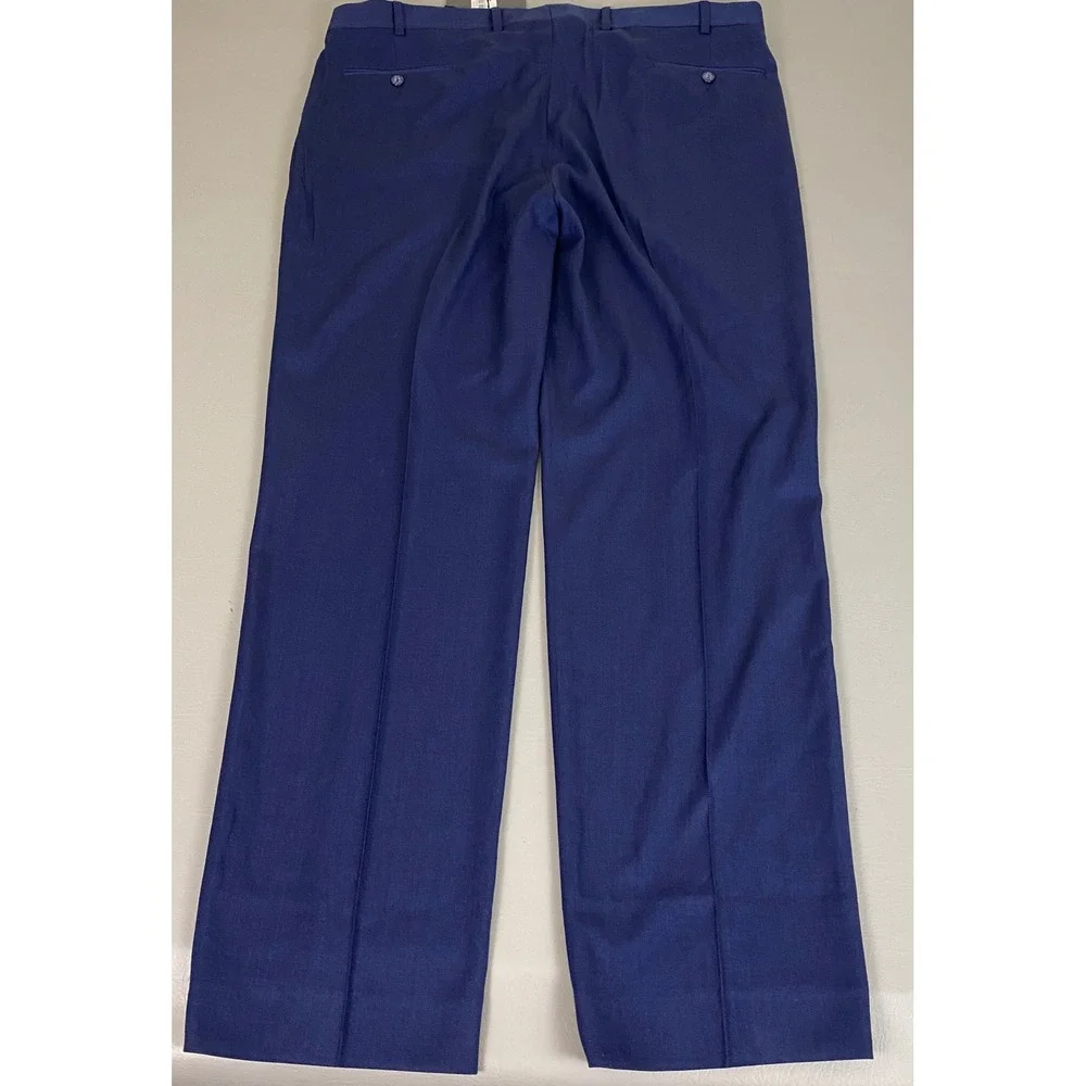 Berle Dress Pants Men's 42 Modern Fit French Navy Herringbone Flat Front New NWT